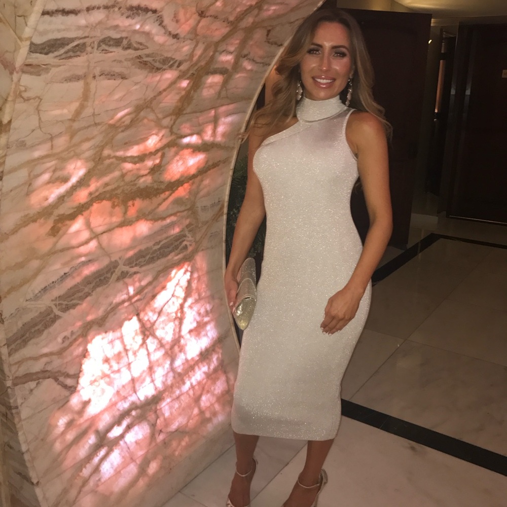 Champagne Ribbed One Shoulder Bodycon Dress